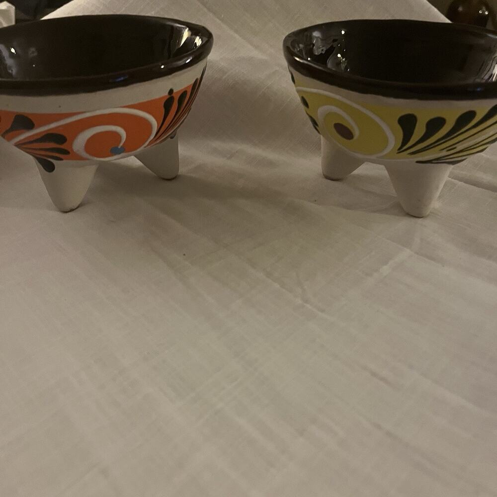Handmade HandPainted Earthenware molcajete Sandy Texturre Pottery bowls